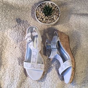 White Crochet Sandal Wedge